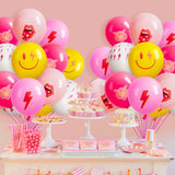 AellasNervalt 50Pcs Preppy Y2k Hot Pink Party Balloons Smile Face