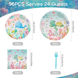 96Pcs Under the Sea Plates Party Supplies Fish Paper Plates and