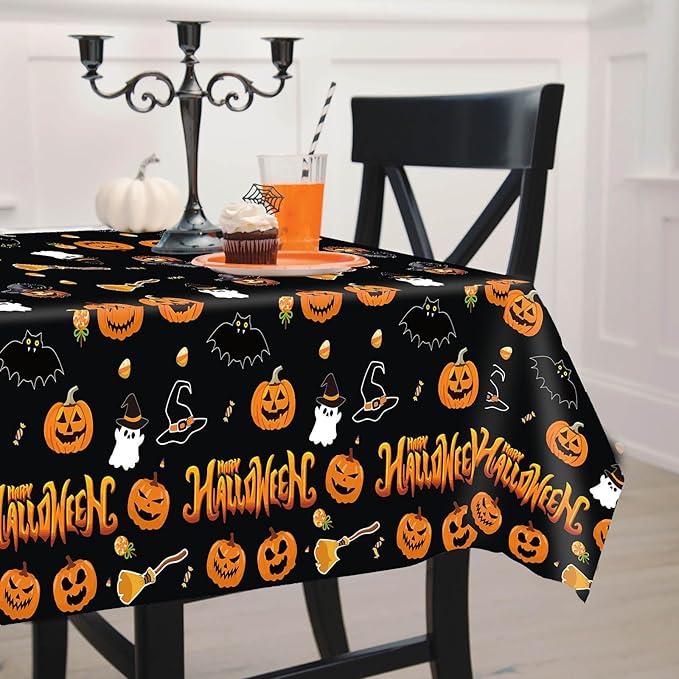 3 Pack Halloween Tablecloth Rectangle 54 x 108 Plastic Table Cloth
