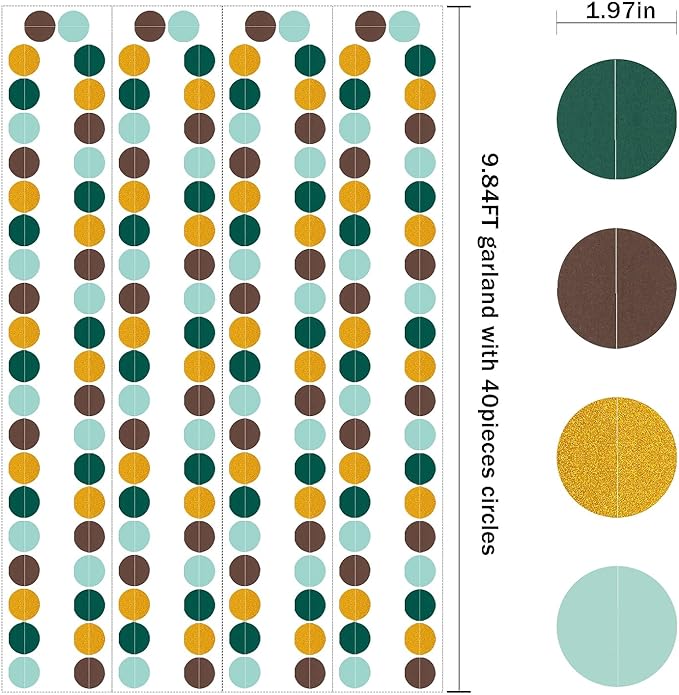 Sage-Green Gold Brown Party Decorations - 52FT Paper Streamers Gender