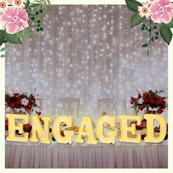 7 Pcs Engagement Party Decorations 6.5 Inch Engaged LED Letter