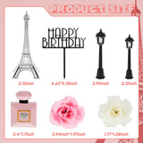 8 Pcs Paris Eiffel Tower Cake Topper Set, 7 Inch Romantic Decor with