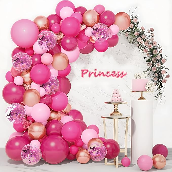 Pink Balloons Arch Kit Garland 131PCS as Pink Decor, Aivatoba