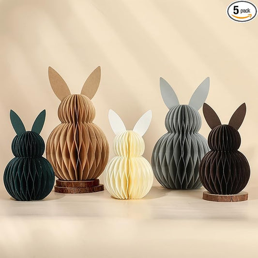 5Pcs Easter Bunny Honeycomb Centerpiece Easter Party Table