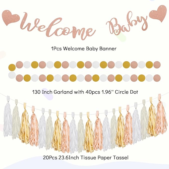 Champagne Gold Beige Fall Boho Baby Shower Party Decorations for