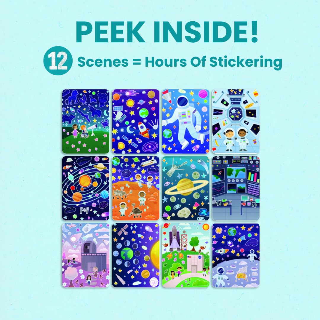 CUPKIN Outer Space Sticker Book for Kids 2-4, 500+ Kids Stickers 12