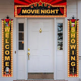 3 Pieces Light Movie Night Porch Sign Banner LED Movie Theme Party