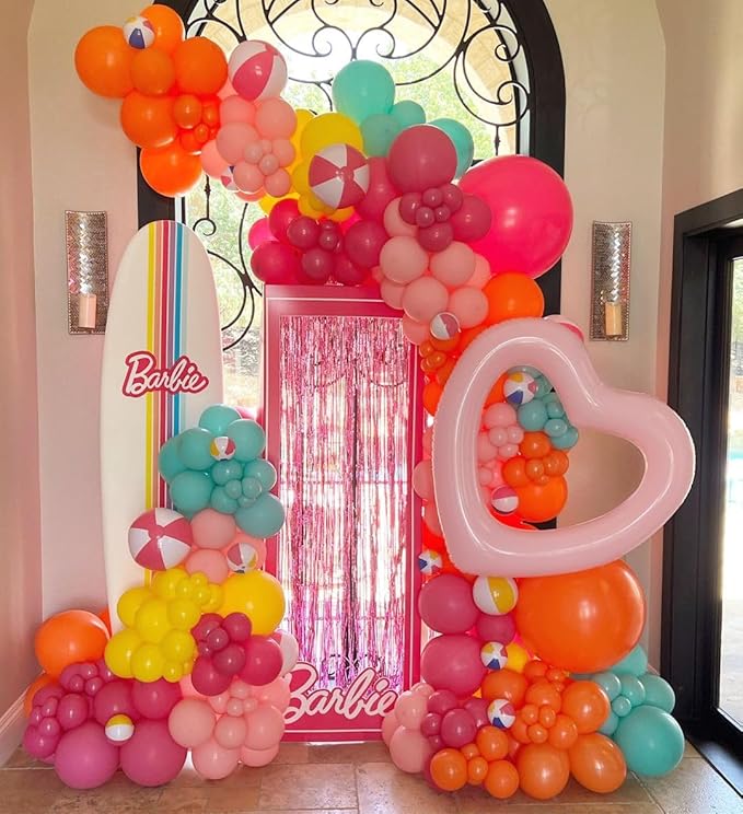 Bezente Pink and Orange Latex Balloons,60pcs 12 inch Light & Hot Pink