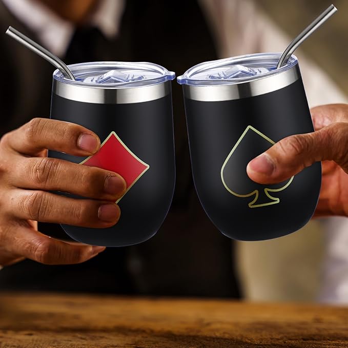 4 Pcs Casino Party Cups Pokers Glasses Stainless Steel Wine Tumblers