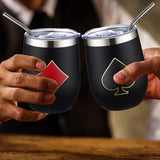 4 Pcs Casino Party Cups Pokers Glasses Stainless Steel Wine Tumblers