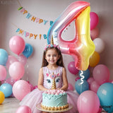 KatchOn, Giant, Rainbow 4 Balloon Number - 40 Inch | Number 4