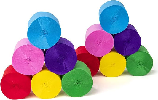 12 Unique Rainbow Streamers Rolls, 984ft Pack of Unique 12 Rainbow