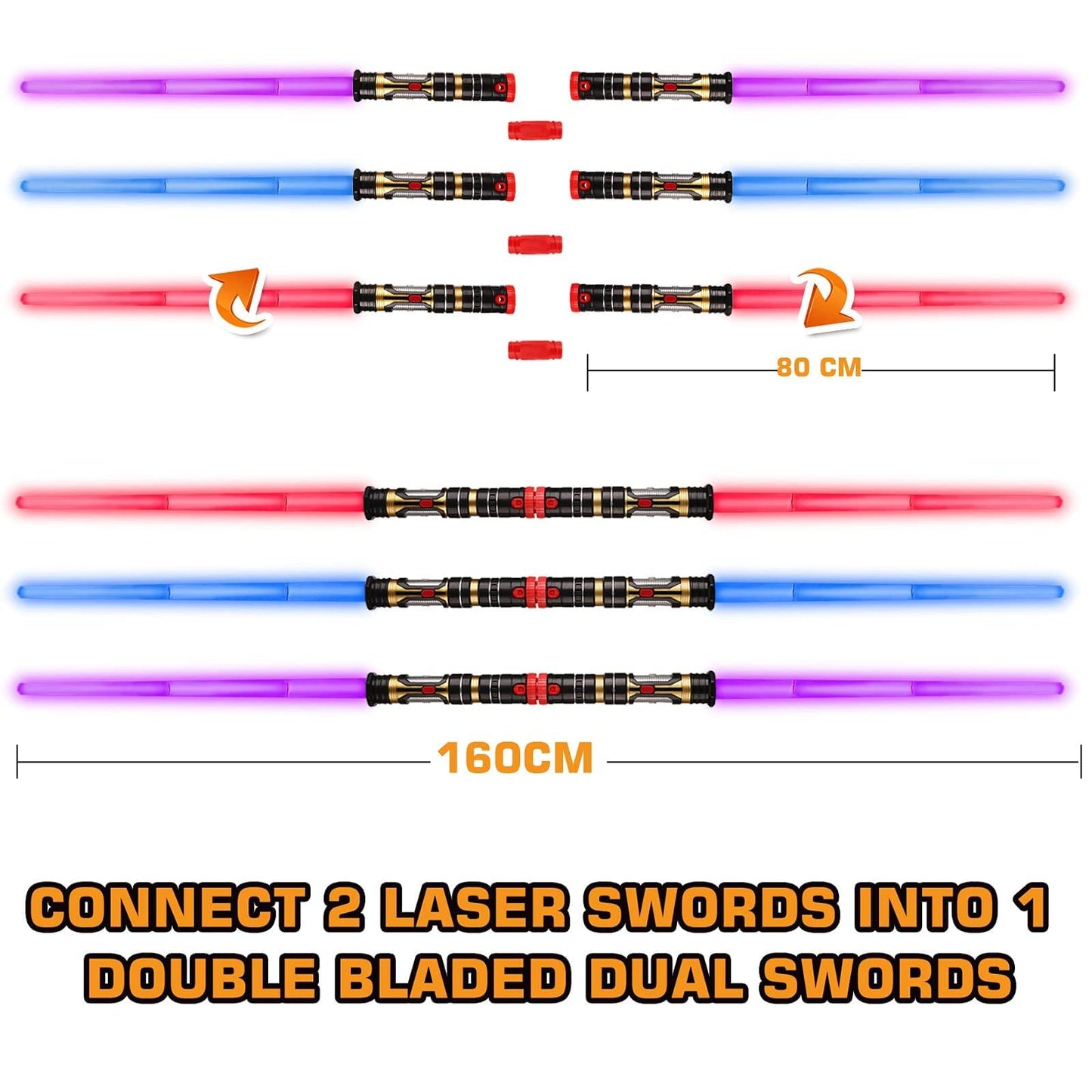 6 Pack Light up Sword Saber with FX Sounds (Motion-Sensitive) and