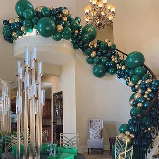 PartyWoo Dark Green Balloons 140pcs Different Sizes Pack of 18 12 10