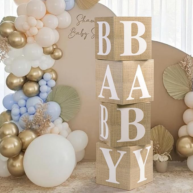 Baby Boxes with Letters for Baby Shower Decorations Gender Reveal