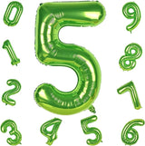 Green Number 5 Balloon for Girls Boys, 40 Inch Large Number 0-9 Foil