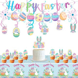 Easter Party Decorations Set with Happy Banner Rabbit Big Tablecloth