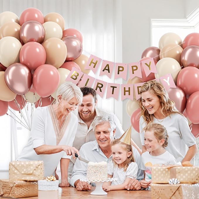 60pcs Dusty Pink Balloons, Blush Pink Dusty Rose Nude Ivory White