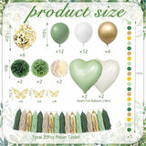Sage Green Birthday Decorations Kit for Green Neutral Boho Party