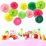 Hawaiian Summer Pool Party Decorations Paper Flowers Lanterns 15pcs