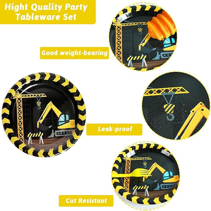 Construction Party Plates and Napkins Serves 50 Construction