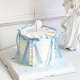 Blue Bow Cake Topper 12 PCS Coquette Ribbons Bows for Cake Decorations
