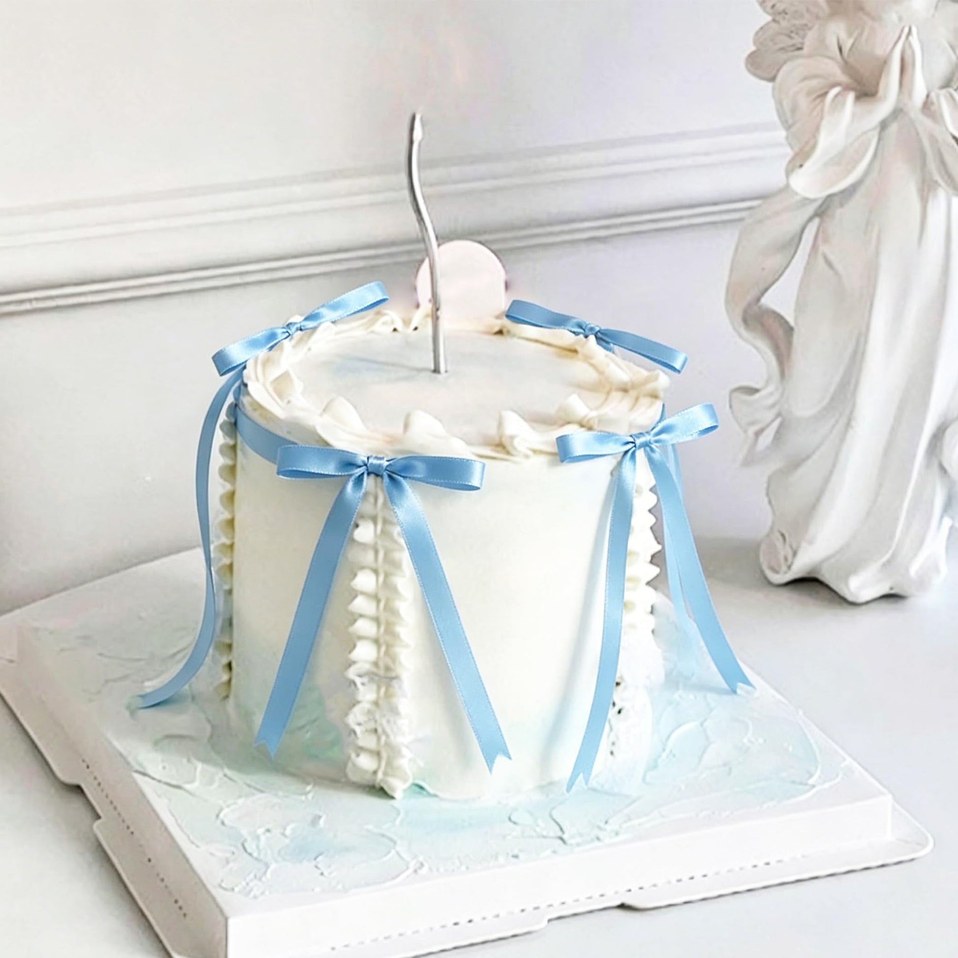 Blue Bow Cake Topper 12 PCS Coquette Ribbons Bows for Cake Decorations
