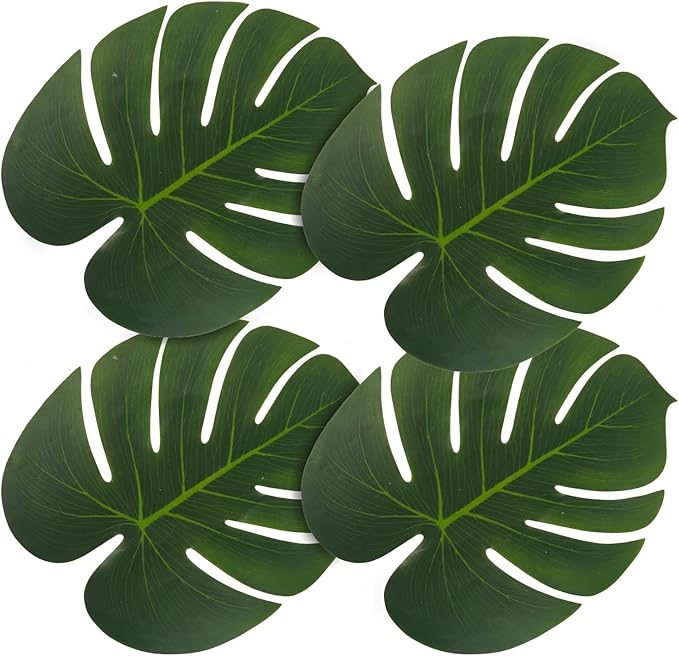 Heavyweight Large Rubber Palm Leaves 30 Pcs Tropical Decorations for