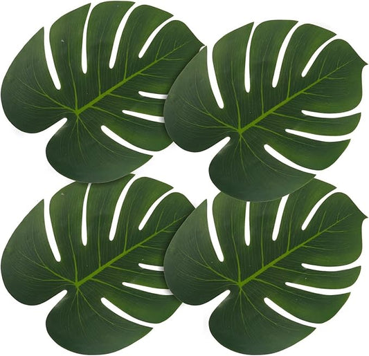 Heavyweight Large Rubber Palm Leaves 30 Pcs Tropical Decorations for