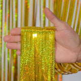 Gold Tinsel Curtain Backdrop – Melsan 2 Pack 3.2 ft x 8 ft Metallic