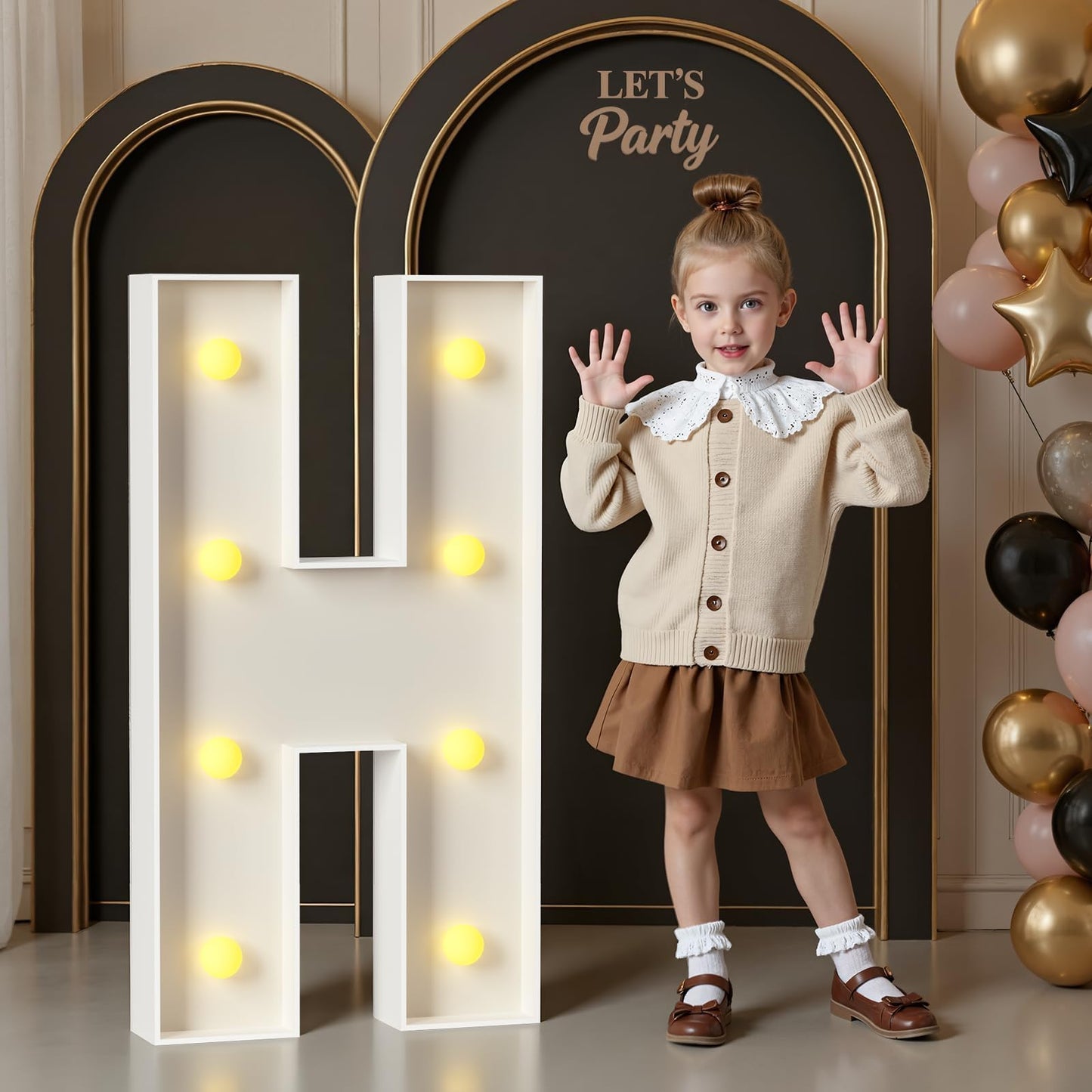 Mixifox Marquee Letters 3 Feet Tall, 3FT Large Light up Letters H, Big