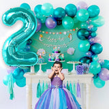 KatchOn Aqua Blue Number 2 Balloon - 40 Inch | Teal 2 Balloon Number,