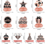 10Pcs Rose Gold Birthday Decorations Honeycomb Centerpieces for Girls