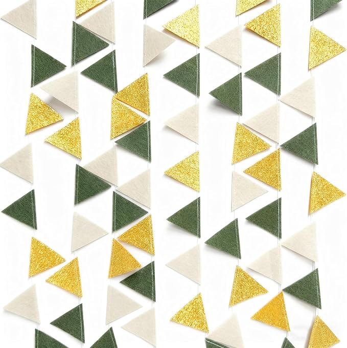 Sage Green Gold Party Decorations Oilve Green Beige Gold Glitter Felt