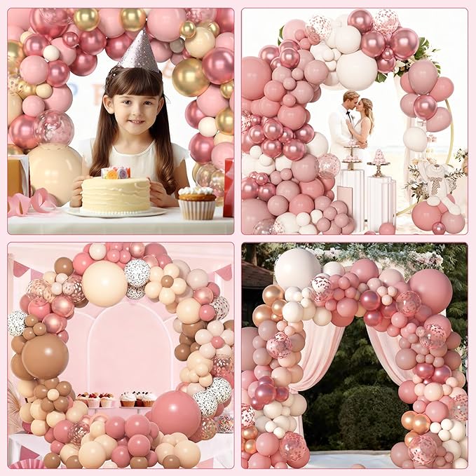 Amandir 153Pcs Boho Blush Balloon Arch Garland Kit, Different Sizes