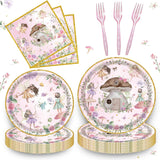 192 Pcs Fairy Party Tableware Set (Serves 48 Guests), Plates, Napkins