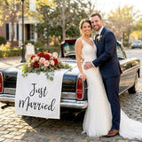 Just Married Car Decorations 24 x 60 Inch Just Married Linen Sign