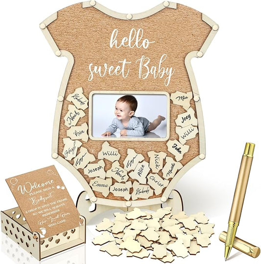 63 Pcs Bodysuit Baby Shower Guest Book Alternatives Set Baby Shower