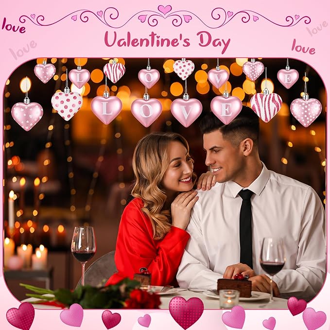 36 Pcs 2 Size 1.8/2.4 inch Valentines Day Heart Ornaments 8