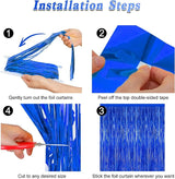 2 PCS Tinsel Backdrop, 3.28 FT x 7.05 FT Dark Blue Backdrop Curtains,