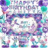 Mermaid Birthday Decorations Includes Banner Backdrop Foil & Latex