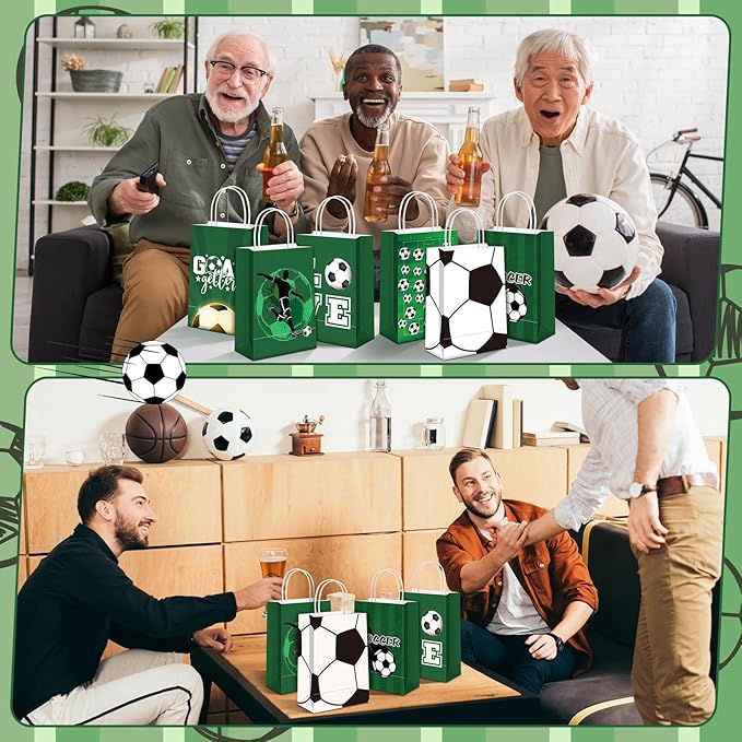 24 Pcs Soccer Party Favor Bags Soccer Goodie Gift Paper Bags with