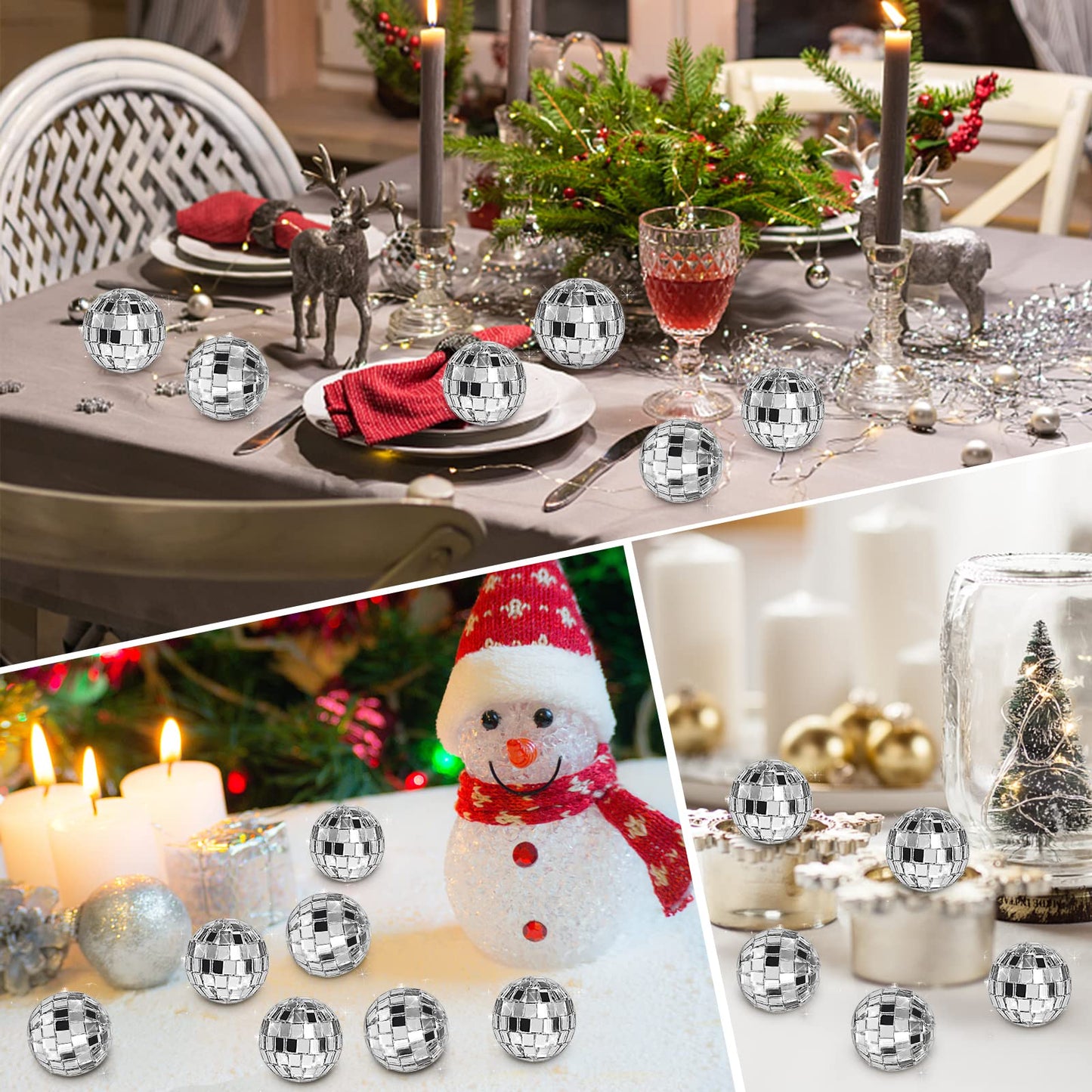Newmemo Mini Disco Ball Cake Topper 20Pcs Hanging Mirror Disco Balls