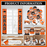Graduation Decorations 2026 Orange Graduation Party Decor Set include
