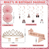 Rose Gold Birthday Decorations for Women 37Pcs Happy Queen Party Kit