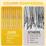 Voircoloria 2 Pack Laser Gold Foil Fringe Backdrop Curtains, Tinsel