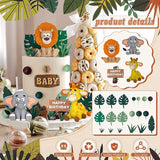 19pcs Safari Animal Cake Topper Jungle Wild Cake Toppers with Leaves