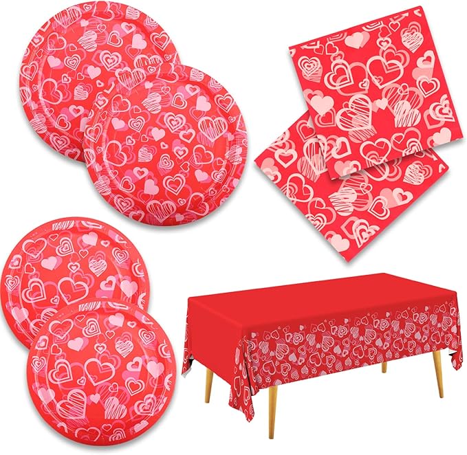 Valentine's Party Supplies Hot Heart Love Disposable Paper Plates