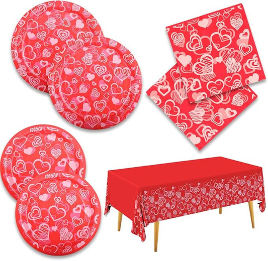 Valentine's Party Supplies Hot Heart Love Disposable Paper Plates