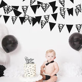 32Ft Black White Halloween Party Decorations Skull Fabric Pennant